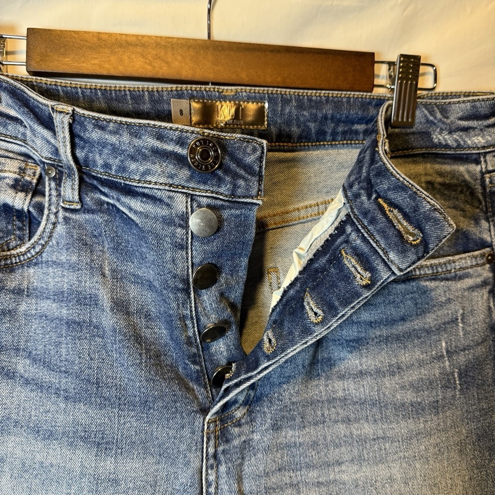Kut from the Kloth Rosa Crop Vintage Straight Leg Jeans 8 Button Fly High Rise - Picture 3 of 7